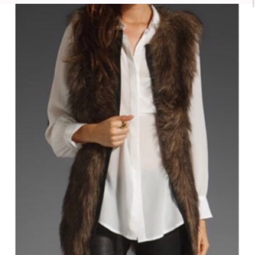 Sanctuary Clothing Fur Vest with Leather Trim